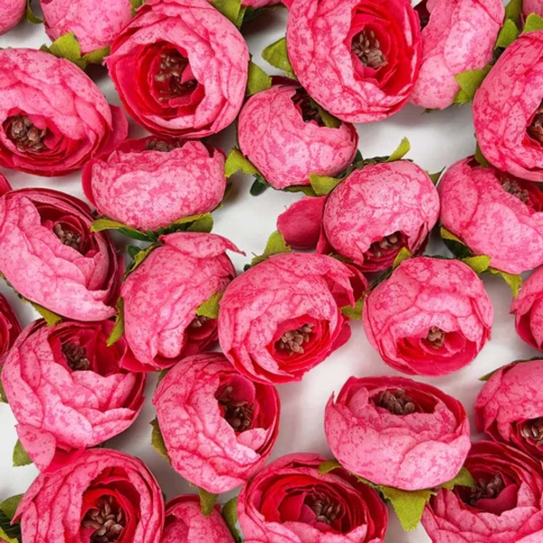 [Pack of 20pcs] Artificial Peony/Peone Head Rose Flowers - Perfect For Home Decoration, Pooja Thali, Festival And Events Decoration And Craft