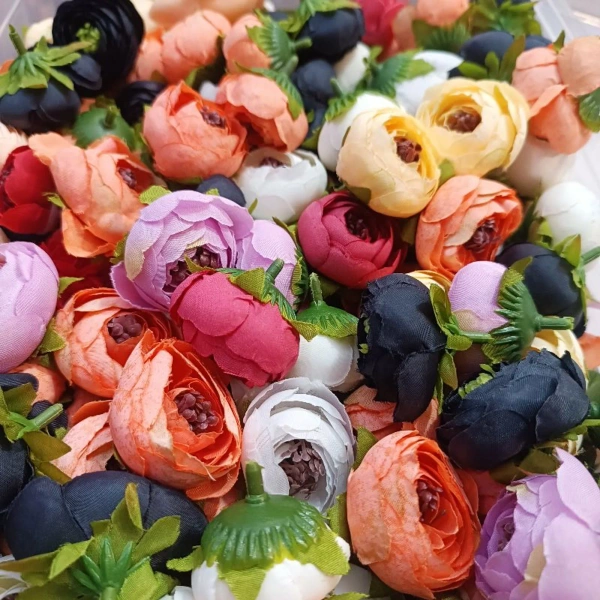 [Pack of 20pcs] Artificial Peony/Peone Head Rose Flowers - Perfect For Home Decoration, Pooja Thali, Festival And Events Decoration And Craft