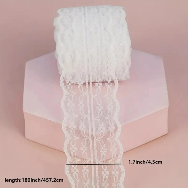 6Yards/4.5mts Ehite Lace DIY Handicraft Material, Clothing Decoration Accessories, Linen Roll Trim Ribbon