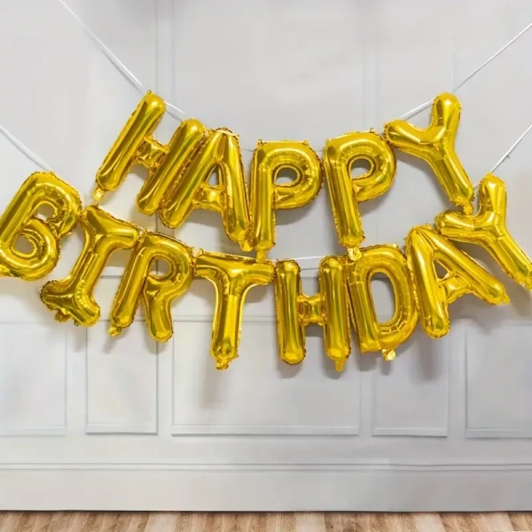 16 inch Happy Birthday Foil Balloon - Golden