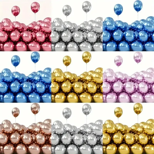30pcs, 10-inch Metal Chrome Balloons, Party Balloons, For Birthday Party Decorations, Wedding Decor, Chrismas Decor, Outdoor Party Decor,room Decor. - Golden