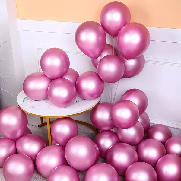 30pcs, 10-inch Metal Chrome Balloons, Party Balloons, For Birthday Party Decorations, Wedding Decor, Chrismas Decor, Outdoor Party Decor,room Decor. - Pink