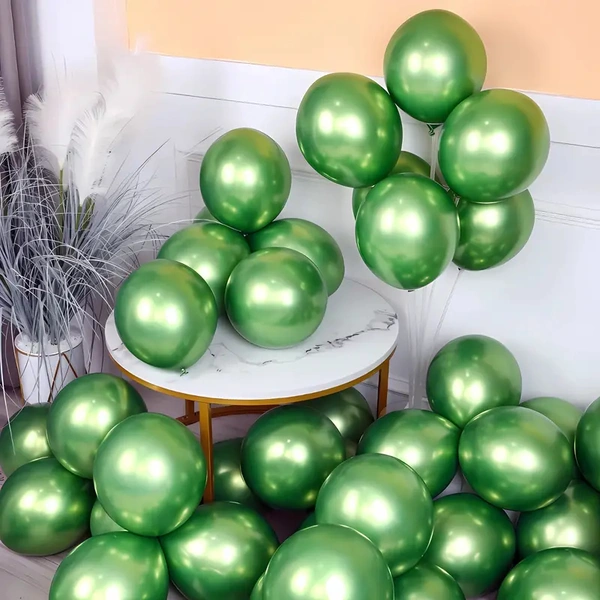 30pcs, 10-inch Metal Chrome Balloons, Party Balloons, For Birthday Party Decorations, Wedding Decor, Chrismas Decor, Outdoor Party Decor,room Decor. - Green