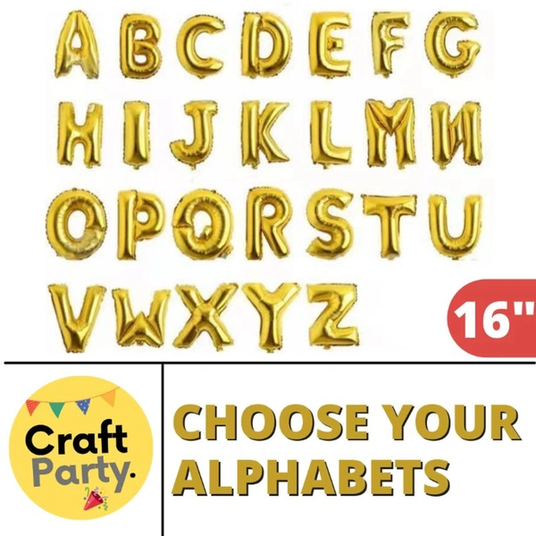 CraftParty 16 Inch Golden Foil Alphabets A-Z - Choose Your Alphabets - Customize As Required - F