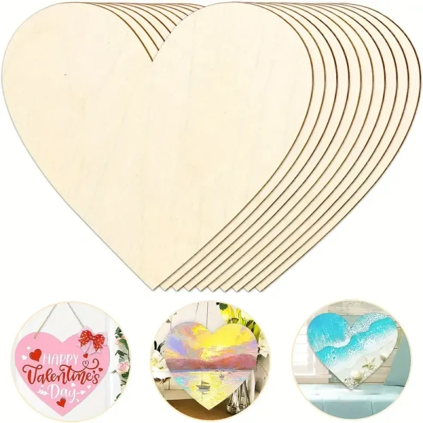 Heart MDF Boards For Art And Craft, Wood Heart MDF Sheets For Craft Work, DIY MDF Cutouts , 3mm Thickness - 8 inch