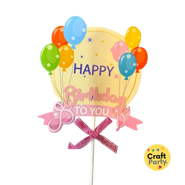 CraftParty Happy Birthday Topper Tag for cake decoration, party and fun