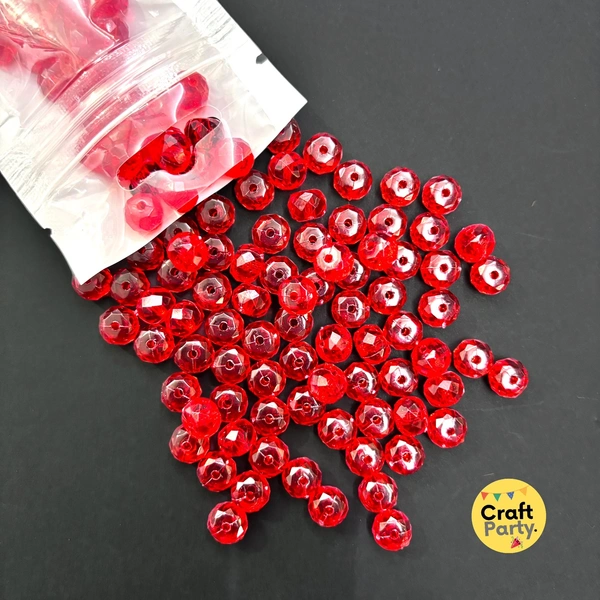 100pc - 8mm Red Crystal tyre beads