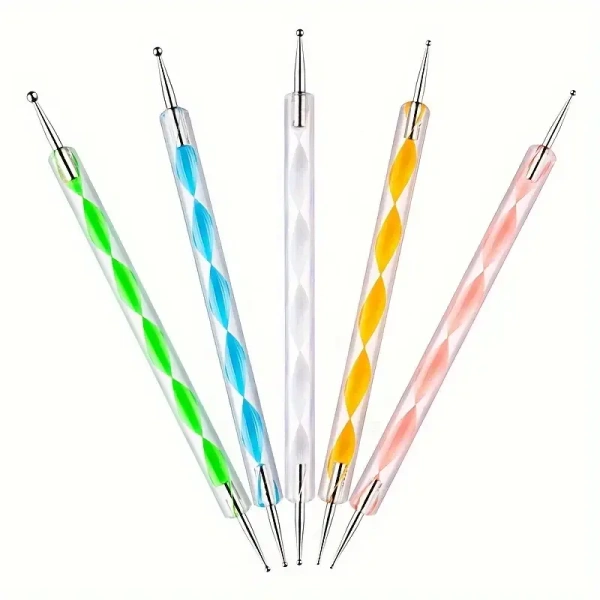 5pcs/set Embossing Stylus Tool Double Head Wood /Acrylic for DIY Fine Lines Freehand Embossing Intricate Patterns Dotting Tools