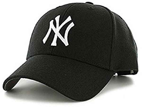 Black Solid Baseball NY Cap  - Black