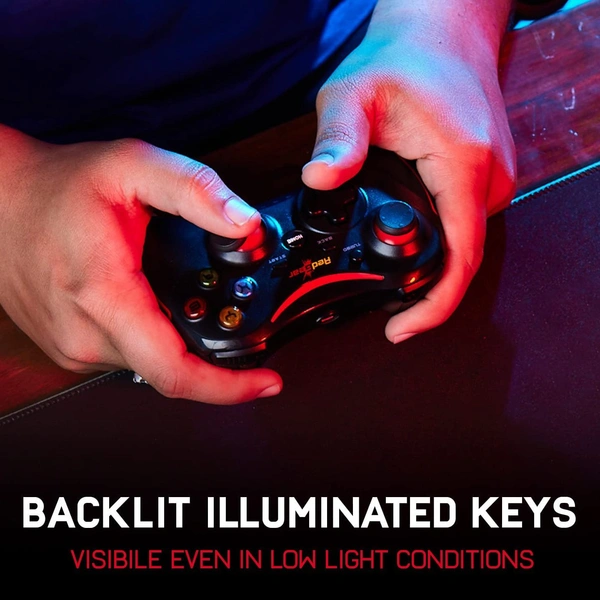 Redgear Pro Wireless Gamepad with 2.4GHz Wireless Technology, Integrated Dual Intensity Motor, Illuminated Keys for PC(Compatible with Windows 7/8/8.1/10 only) - Black