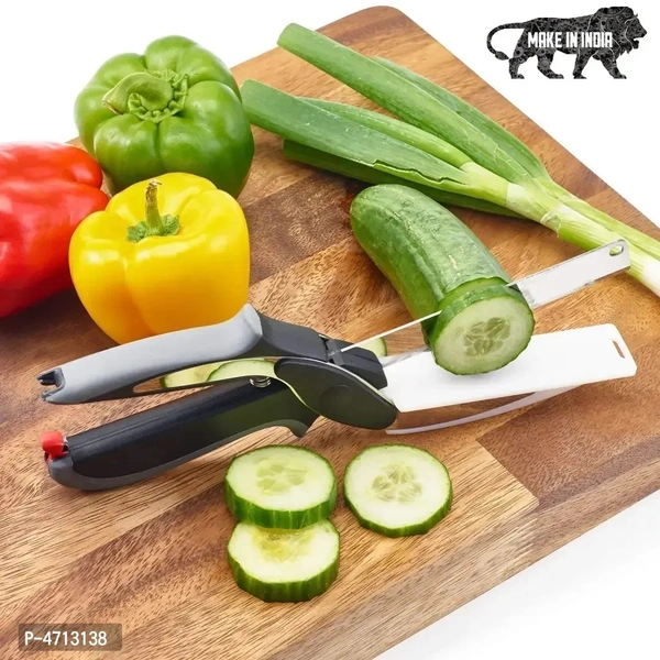 Smart Clever Cutter Kitchen Knife Food Chopper With Locking Hinge -pack Of 1