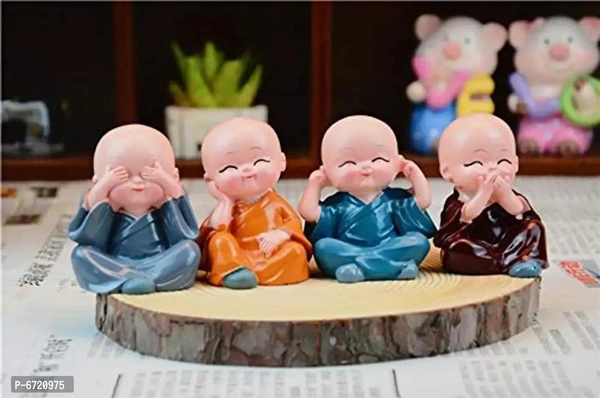 Kung Fu Little Monk Doll Decoration Auto Car Dashboard Ornament Toy-set Of 4 Piece 