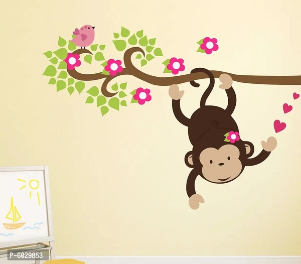 Attractive Money Playing In Tree With Birds Wall Sticker 