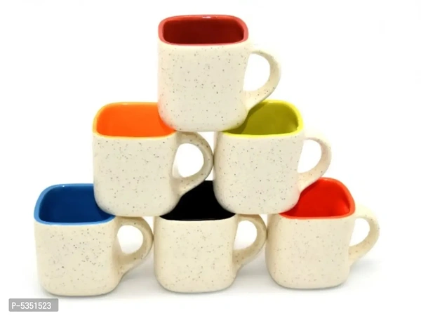 Pack Of 6 Caremic Colorful Designer Square Tea Cup Set , Coffee Cup Set 