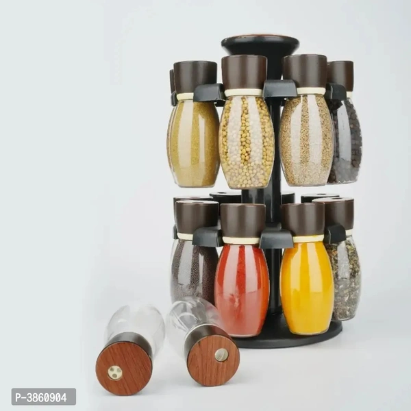 Spice Box , Masala Box Pet Wooden Pattern Spice Container Set Of 16 120 ML