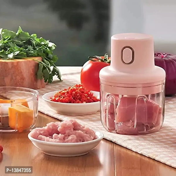 Portable Electric USB Mini Garlic Chopper 250 Ml Pink Colour 