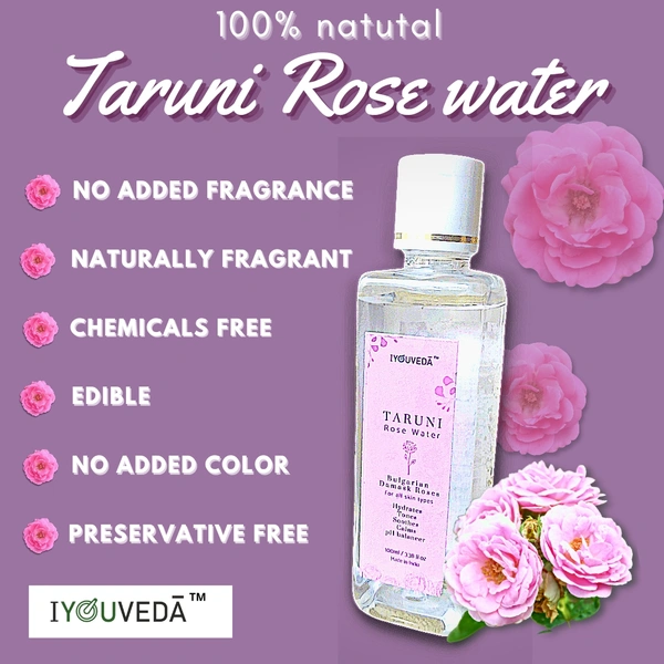 Taruni Rose Water Steam Distilled - Transparent, 100ml