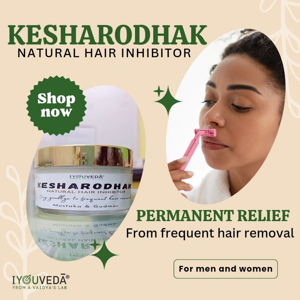 Kesharodhak Natural Hair Inhibitor Cream - White, 50g
