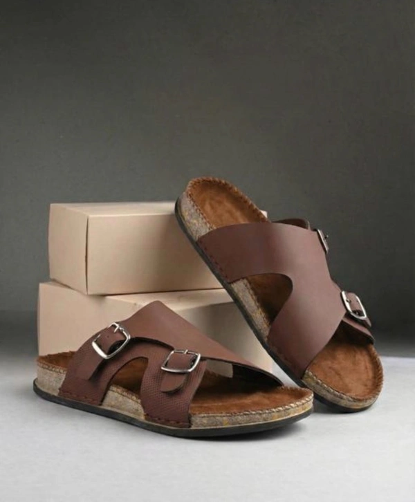 Men Dual Buckle Leather Sandal - IND 7