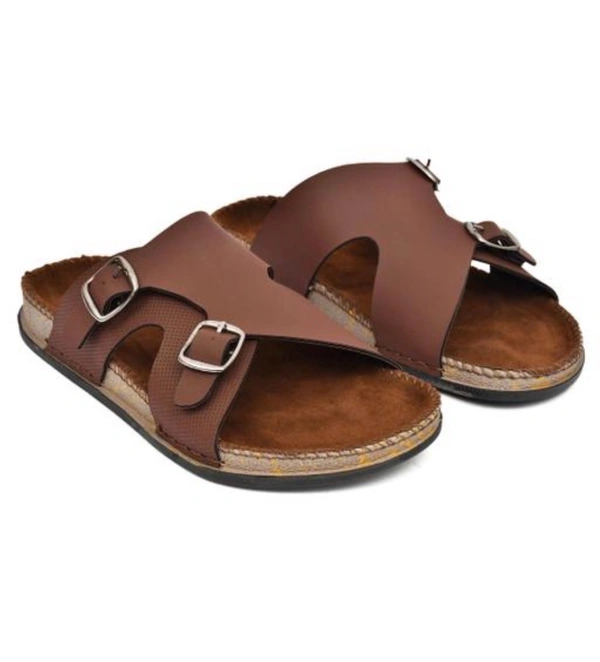 Men Dual Buckle Leather Sandal - IND 10
