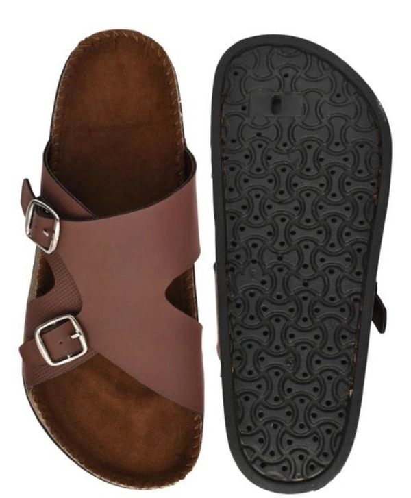 Men Dual Buckle Leather Sandal - IND 10