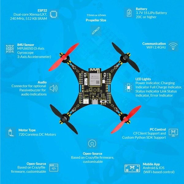 LiteWing - ESP32 based Programmable Drone Development Board with Battery for Makers, Developers and Educators Q20 C2