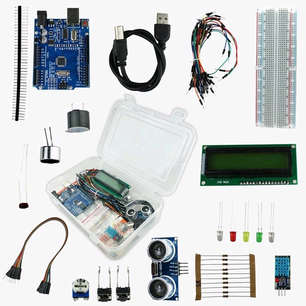 Starter Kit with UNO R3, Breadboard, LED, Resistor, Jumper Wires and Power Supply Based on Arduino - Build more than 10 DIY Projects Q19 C1