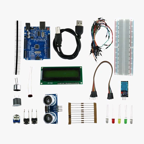 Starter Kit with UNO R3, Breadboard, LED, Resistor, Jumper Wires and Power Supply Based on Arduino - Build more than 10 DIY Projects Q19 C1