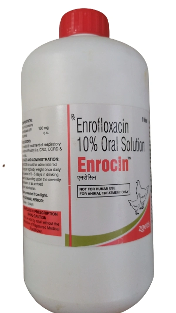 Enrofloxacin 10% Oral Solution Vet by Zeotis Enrocin - 1 Ltr, Prepaid