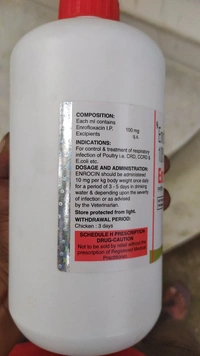 Enrofloxacin 10% Oral Solution Vet by Zeotis Enrocin - 1 Ltr, Prepaid