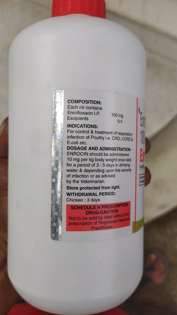 Enrofloxacin 10% Oral Solution Vet by Zeotis Enrocin - 1 Ltr, Prepaid