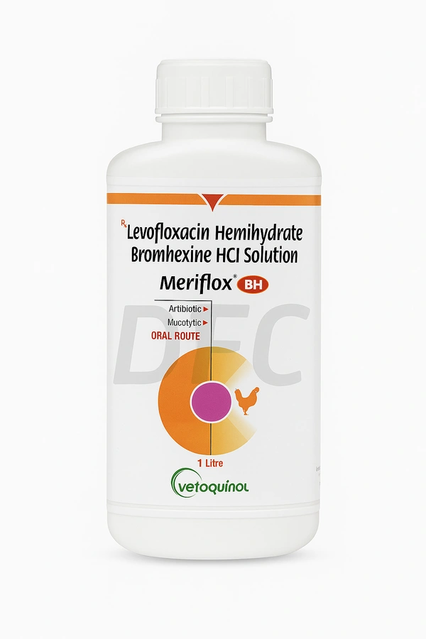 Levofloxacin Hemihydrate Bromhexine HCL Solution By Vetoquinol MERIFLOX BH - 1 ltr, Prepaid
