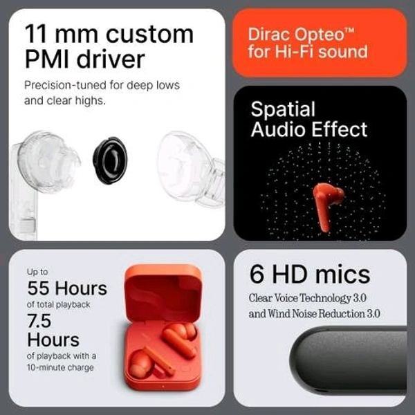 CMF Buds 2 | Wireless Earbuds with 48dB Hybrid ANC |
Ultra Bass Technology | 55H Playtime | 6 HD Mics