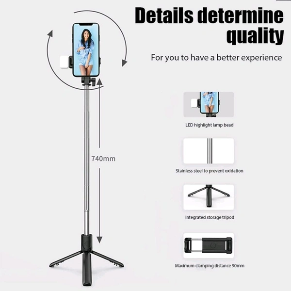 R1s Bluetooth Selfie Sticks with Remote and Selfie Light