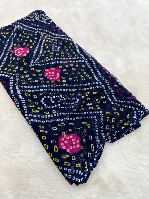 Laddu Bandhej Georgette Weightless Saree - Rani
