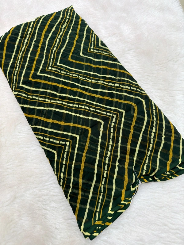 Leheriya Georgette Weightless Saree - Bottel Green