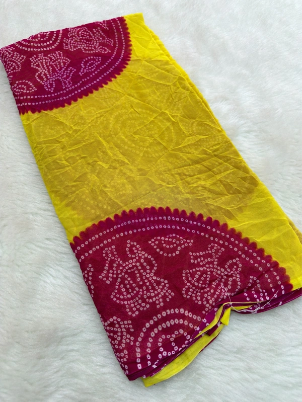 Ghoomar Special Rangoli Bandhani Georgette Weightless Saree - Rani