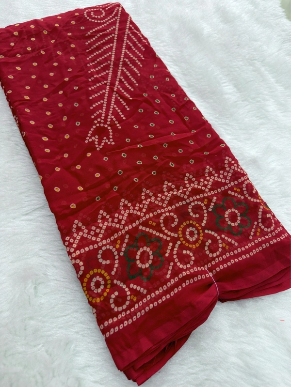 Bandhani Gorget Weightless Saree – Soft Lightweight Designer Traditional Saree for Women - Red