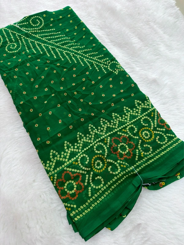 Bandhani Gorget Weightless Saree – Soft Lightweight Designer Traditional Saree for Women - Green