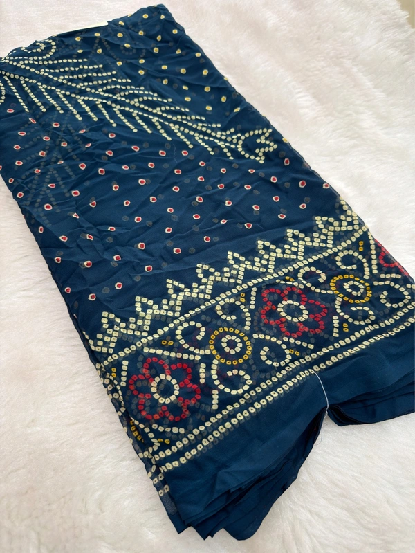 Bandhani Gorget Weightless Saree – Soft Lightweight Designer Traditional Saree for Women - Blue