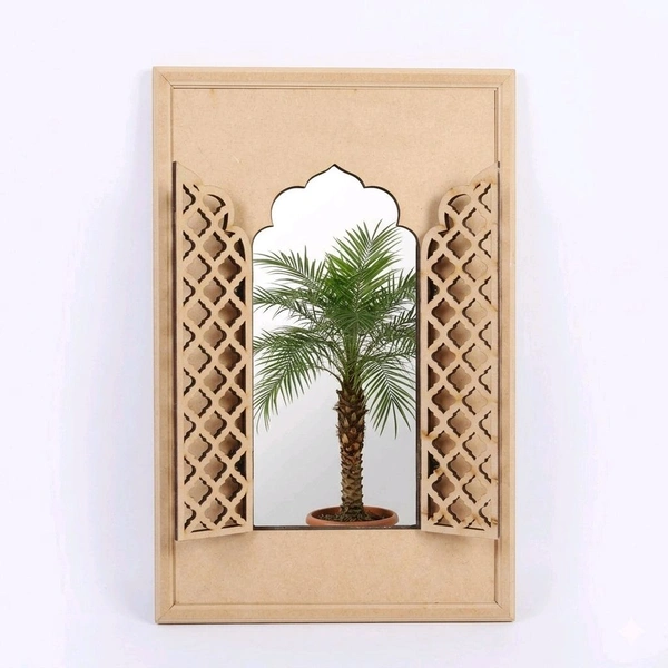Mdf Jharokha Mirror With Jali Door - 18/12 inch