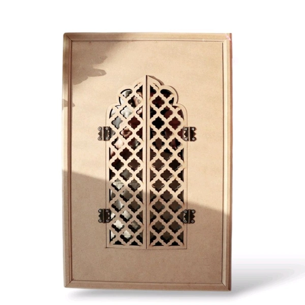 Mdf Jharokha Mirror With Jali Door - 18/12 inch