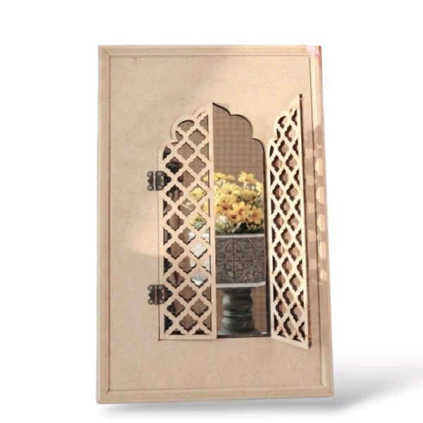 Mdf Jharokha Mirror With Jali Door - 20/13 inch