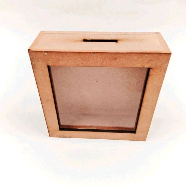 Mdf Piggy Bank With Acrylic Lid - 4/4/2"