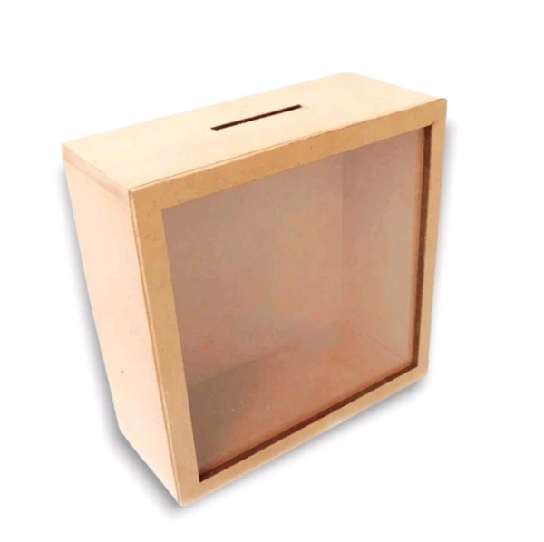 Mdf Piggy Bank With Acrylic Lid - 8/8//2"