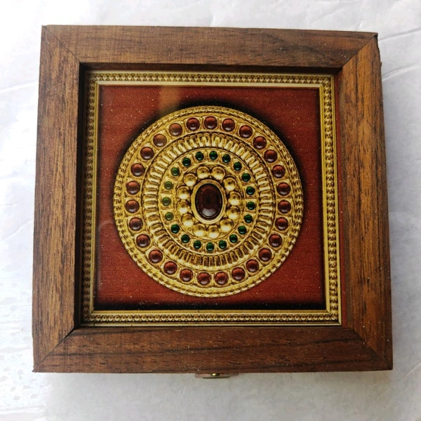 Tanjore Teakwood Coasters-4 pieces / Mini Wall Frame - 4 pieces set - 4 pieces set