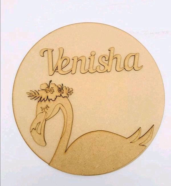 Flamingo Theme Kids Nameboard - 15", 6+2.5mm