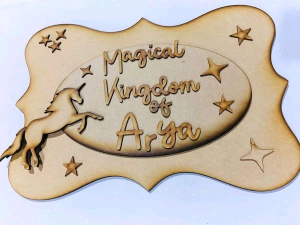 Unicorn Theme Nameplate - 15/12", 6+4+2.5mm