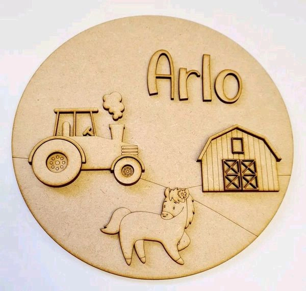 Village Theme Kids Nameboard - 12", 6+2.5mm