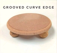 Round Chowki-round wood Legs - 6", Grooved Curve Edge
